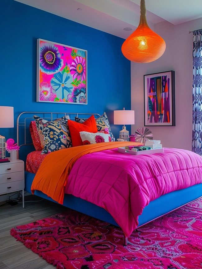 Electric Blue and Hot Pink Teen Room