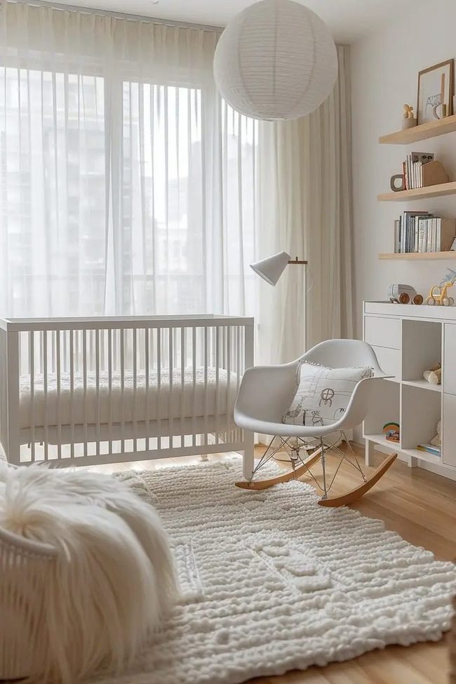 Natural Wood And White Nursery