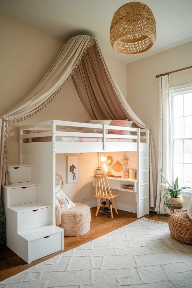Draped Loft Bed Cocoon