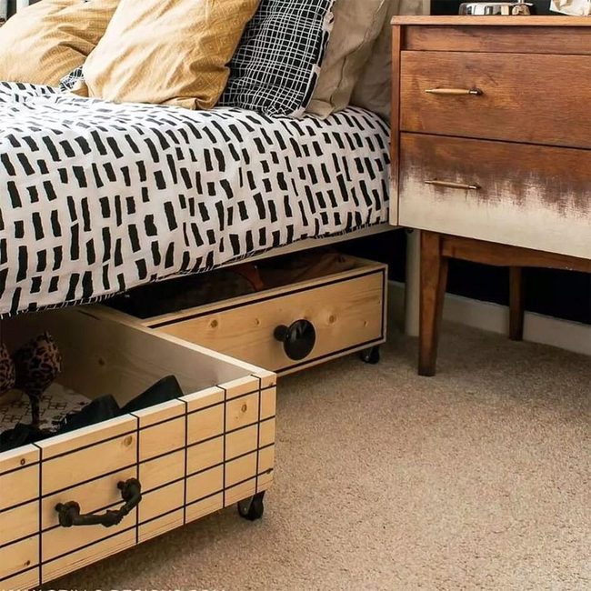 Under-Bed Drawers With Vintage Pulls