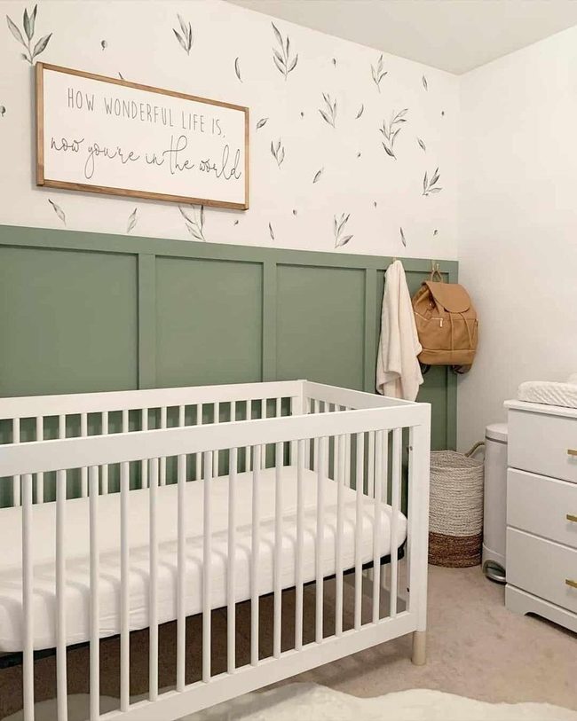 Green Wainscoting, White Serenity