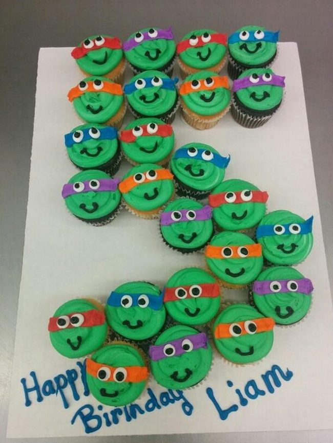 Green Turtle Cupcakes With Colored Masks