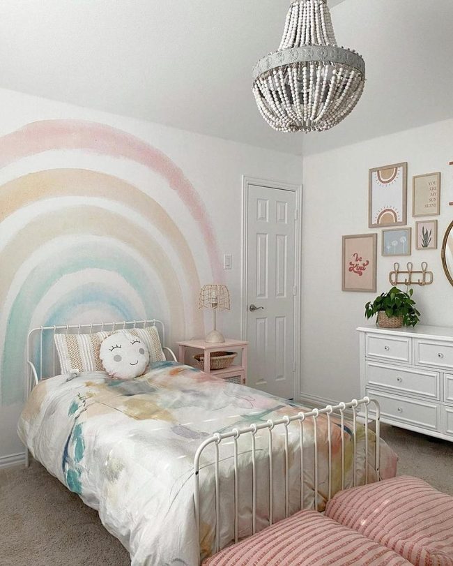 Rainbow Pastel Bedroom Mural