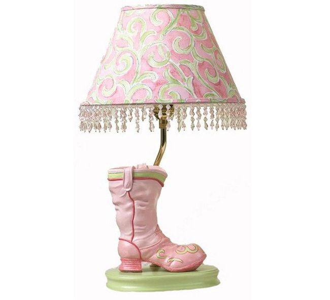 Pink Boot Lamp With Beaded Details