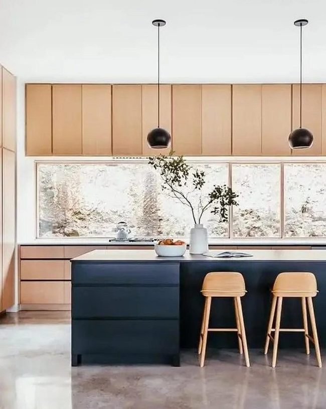 Black Pendants Light Natural Wood