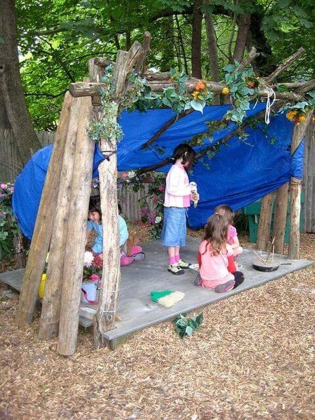 Wooden Backyard Playhouse For Kids