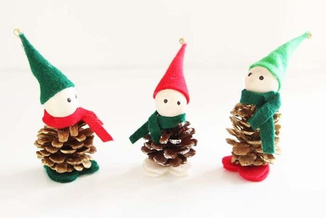 Painted Pinecone Elf Figures