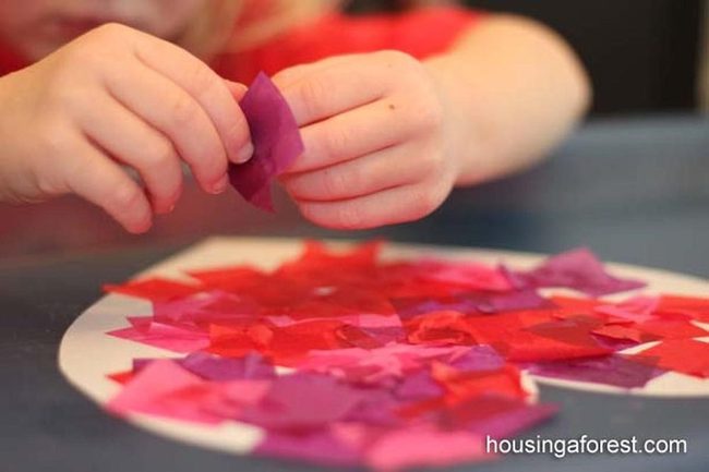 Colorful Tissue Paper Hearts