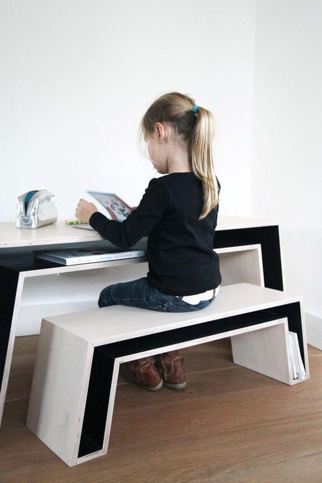 Light Wood Black Study Desk