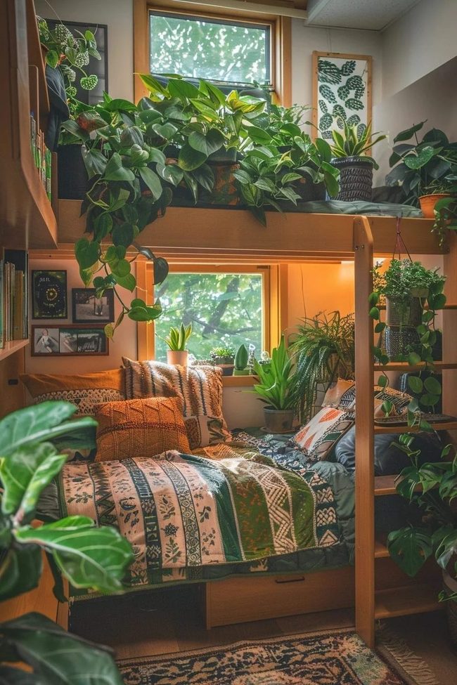 Green-Filled Dorm Sanctuary