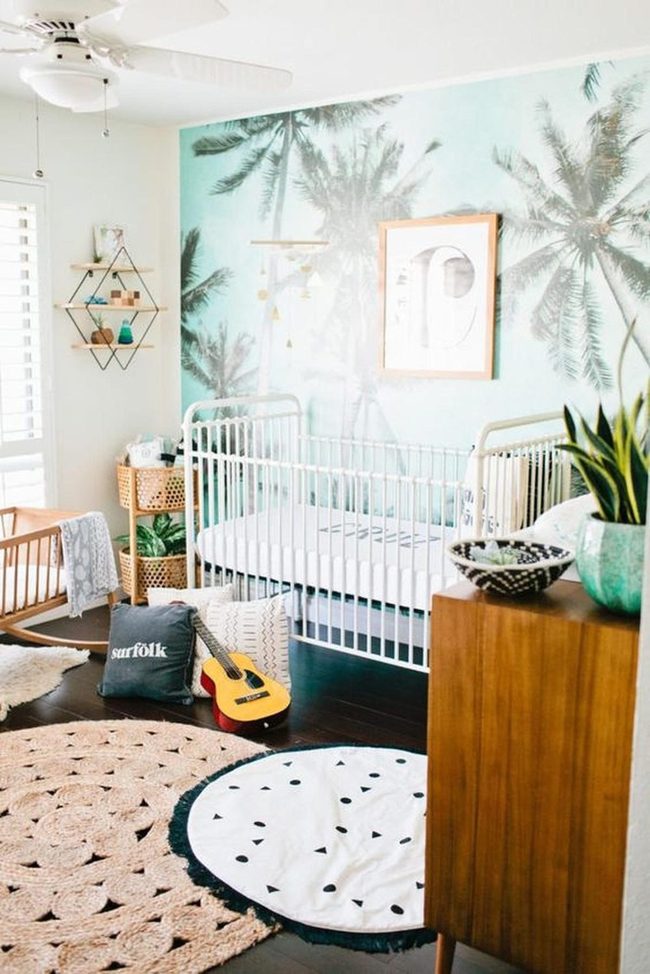 Tropical Nursery White Cribs