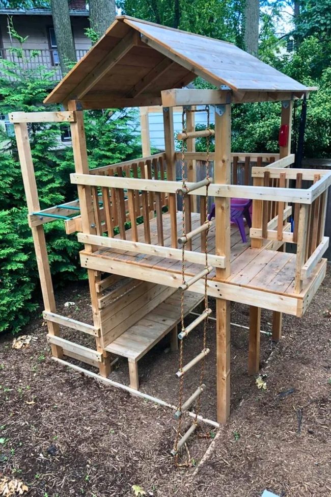 Owl-Themed A-Frame Terrace Playhouse