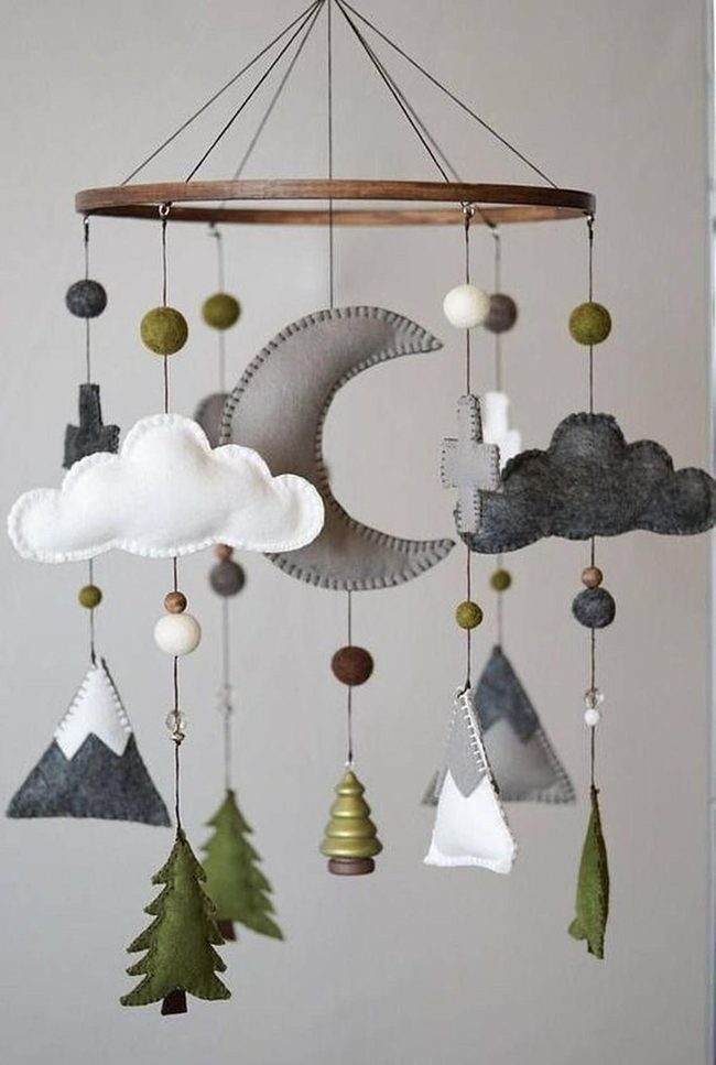 Grey Felt Woodland Mobile