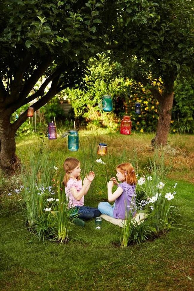 Grass-Nestled Girls Among White Blooms