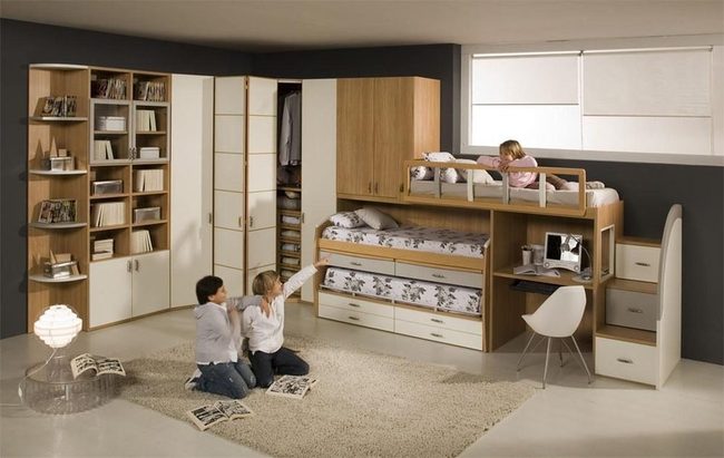 Light Wood Bunk With Smart Storage