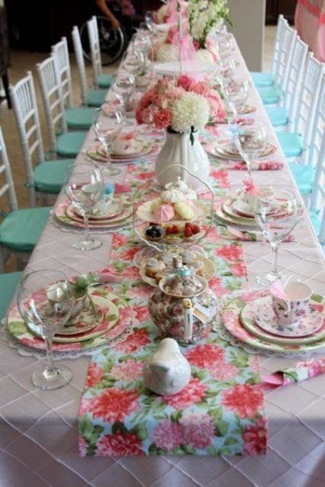 Pink Floral Tea Party Table