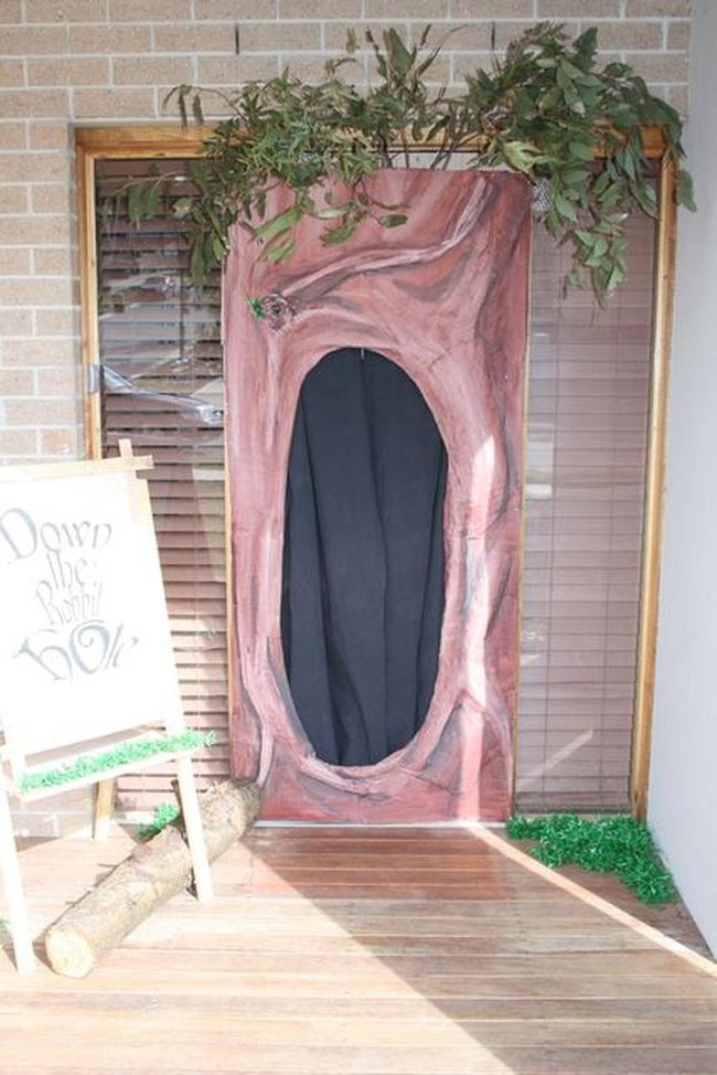 Leaf-Wrapped Wooden Door