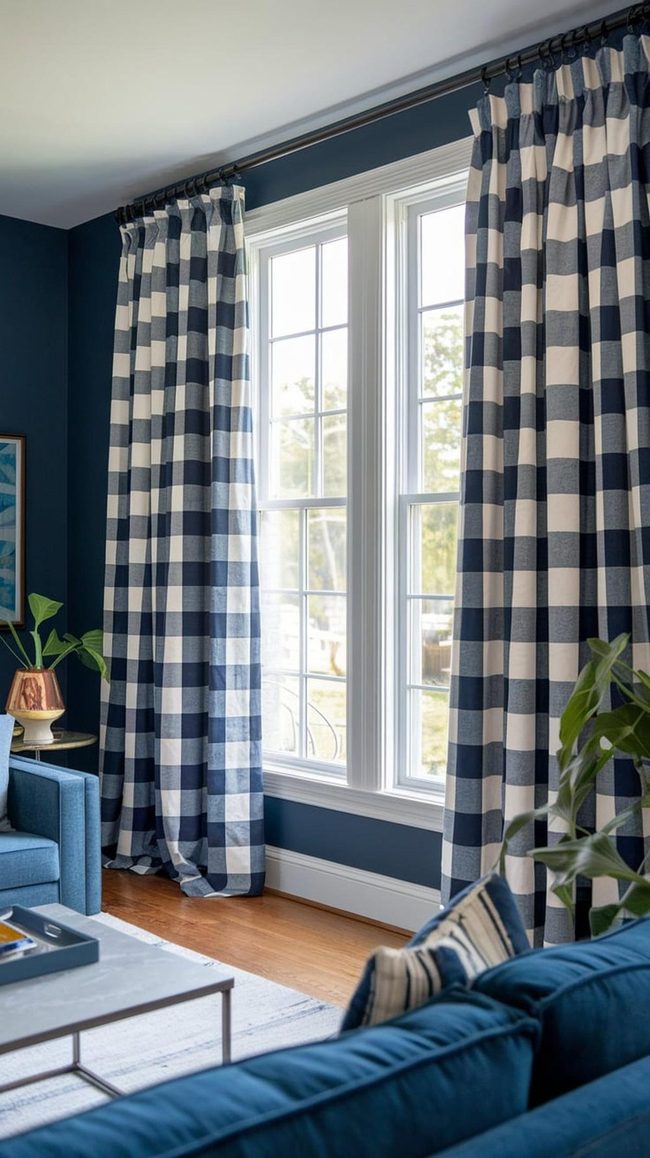 Geometric Print Curtains Brighten Dorms