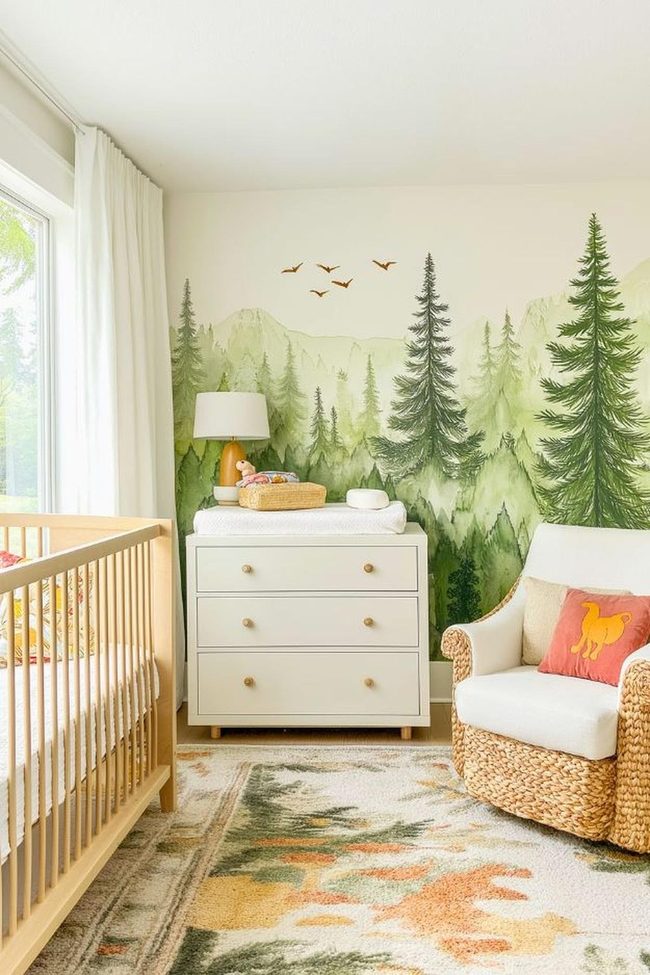 Mountain Mural Storybook Nursery Design