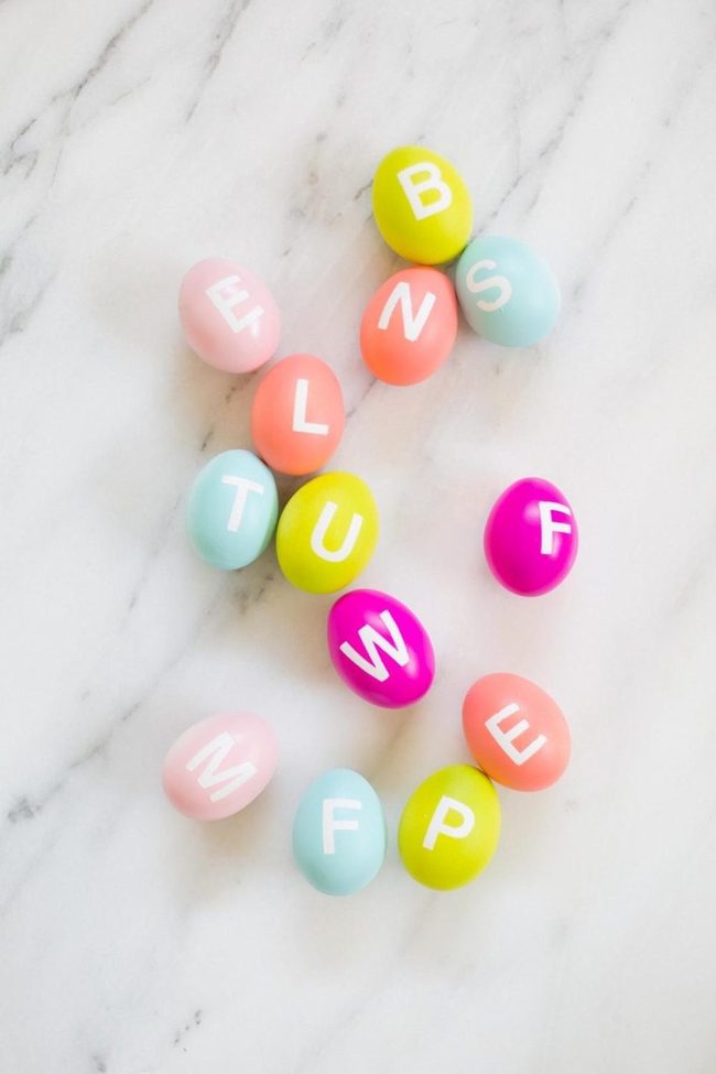 Pastel Plastic Eggs On Marble