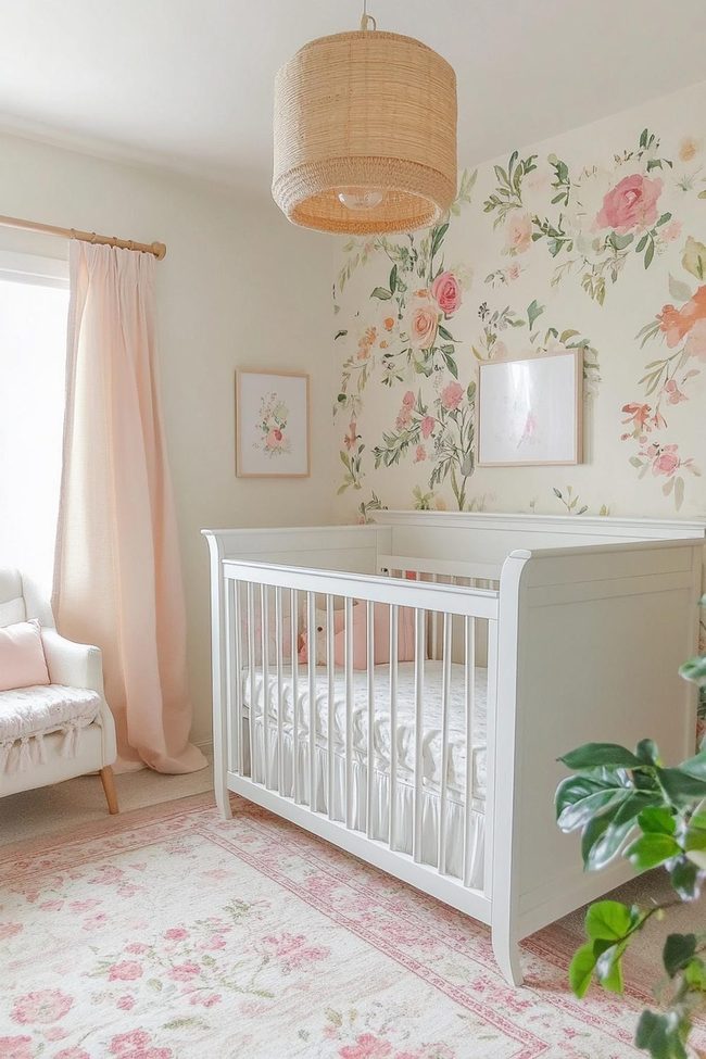 Pink Bloom Nursery Wall
