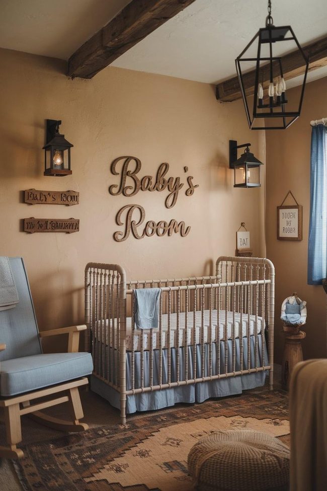 Tan Walls with Wooden Beams