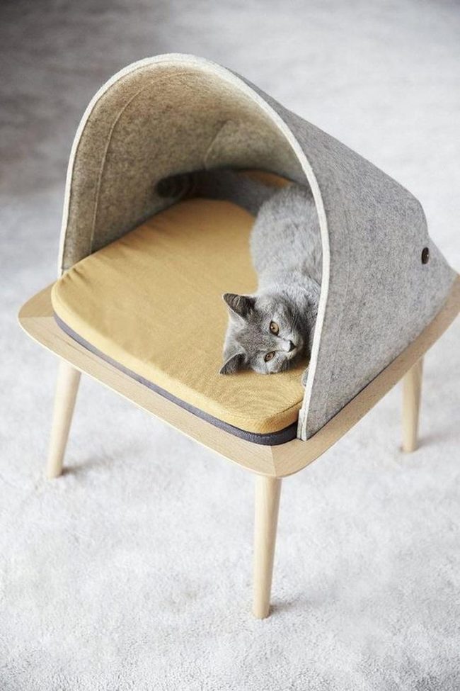 Grey Felt Cat Canopy
