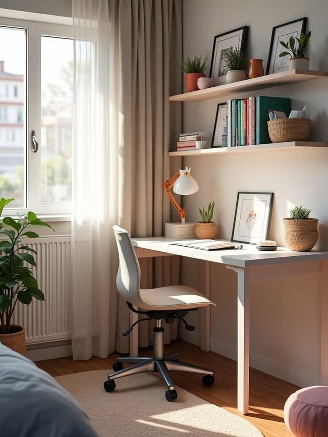 Window-Lit Teen Study Desk