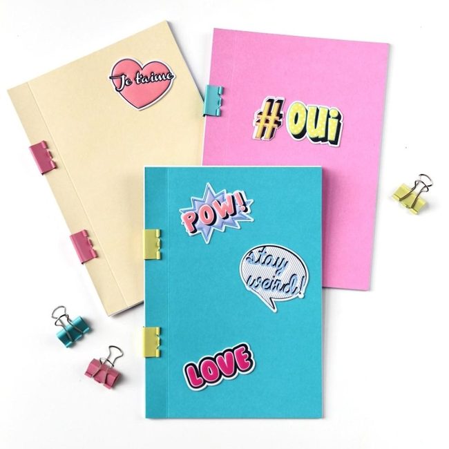 Pink Notebooks French Stickers