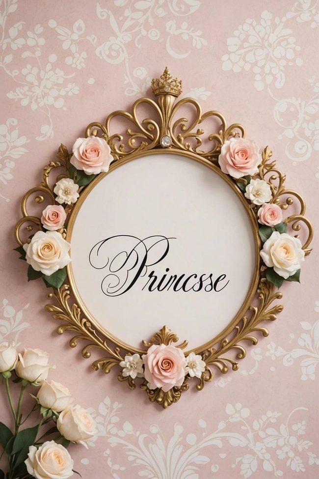 Tiara Bathroom Sign Pink Gold