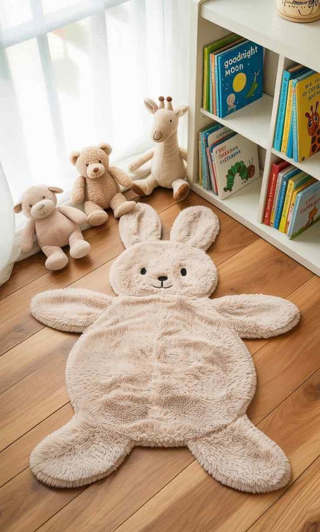 Animal Shaped Nursery Rug Muted