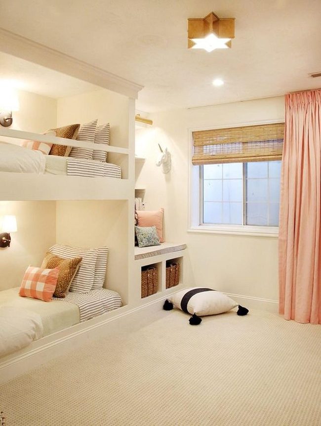 Striped Bunk Beds, Bright Kids' Room