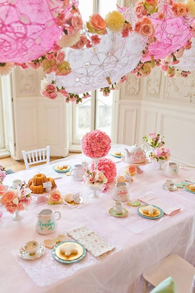 Pink Lace Umbrellas Float Overhead