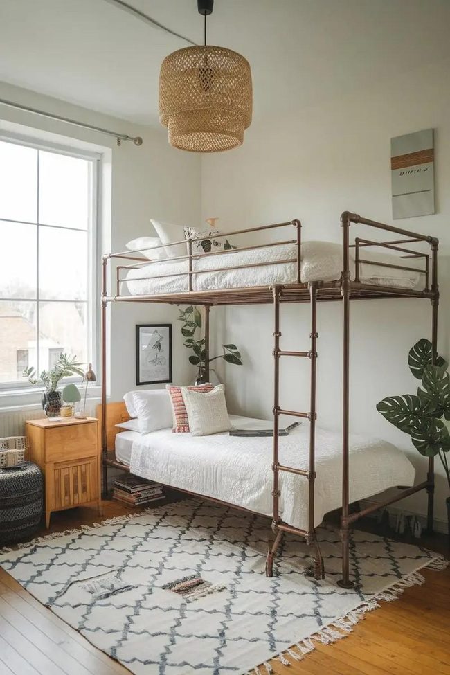 Steel Pipe Loft Bed Statement