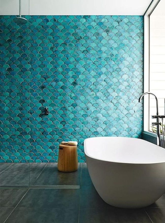Blue Scale Bathroom Meets Gray