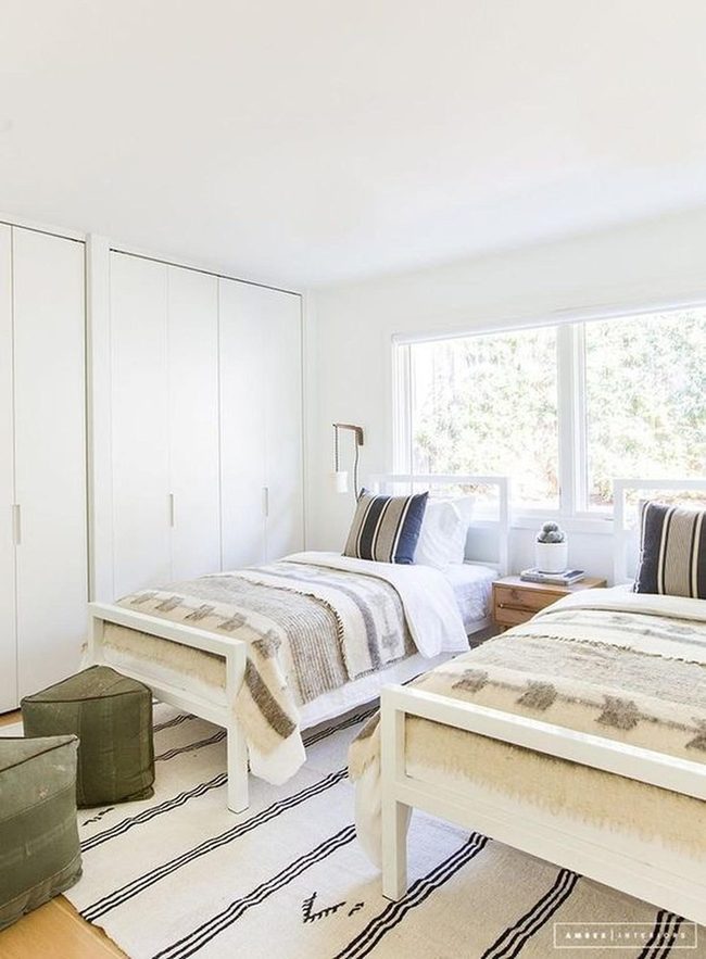 White Twin Bedroom, Natural Light