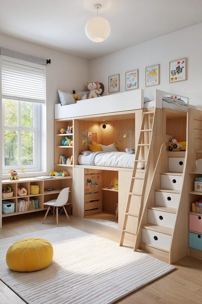 Loft Bed Maximizes Small Bedroom Space