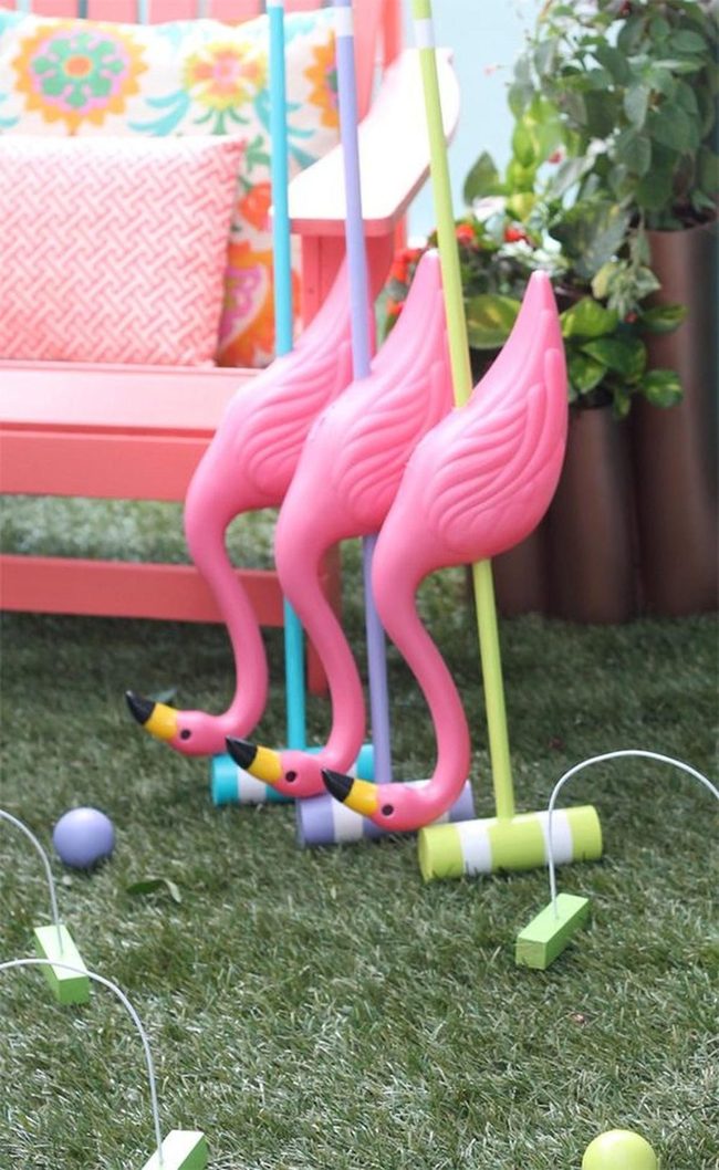 Pink Flamingo Croquet Garden