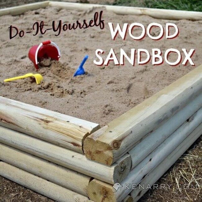 Wooden Log Cabin Sandbox