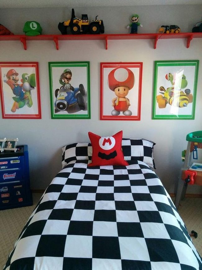 Mario Kart Black Checkered Bedroom