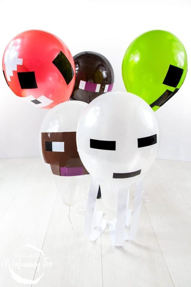 Pixelated Character Balloon Decorations