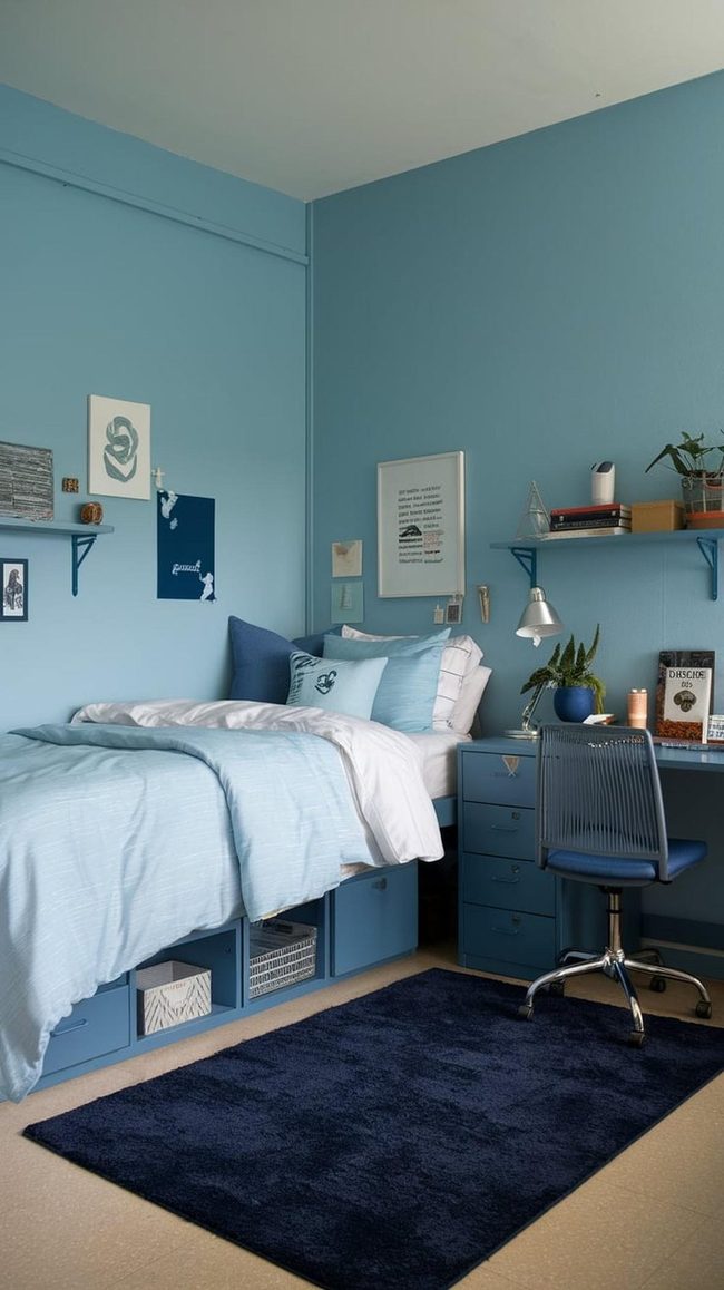 Navy White Stripe Bedding