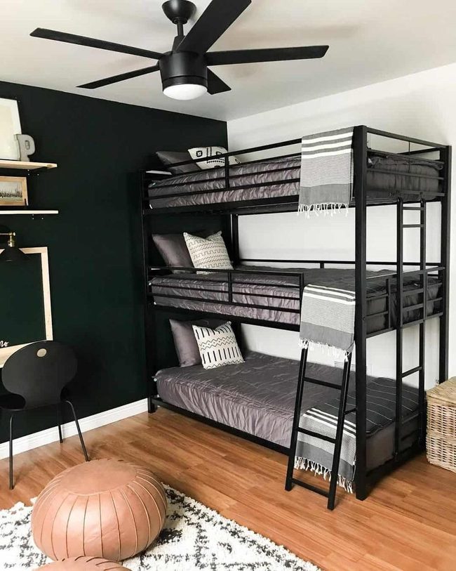 Black Steel Bunk Bedroom