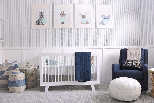 Blue Striped Nursery Walls