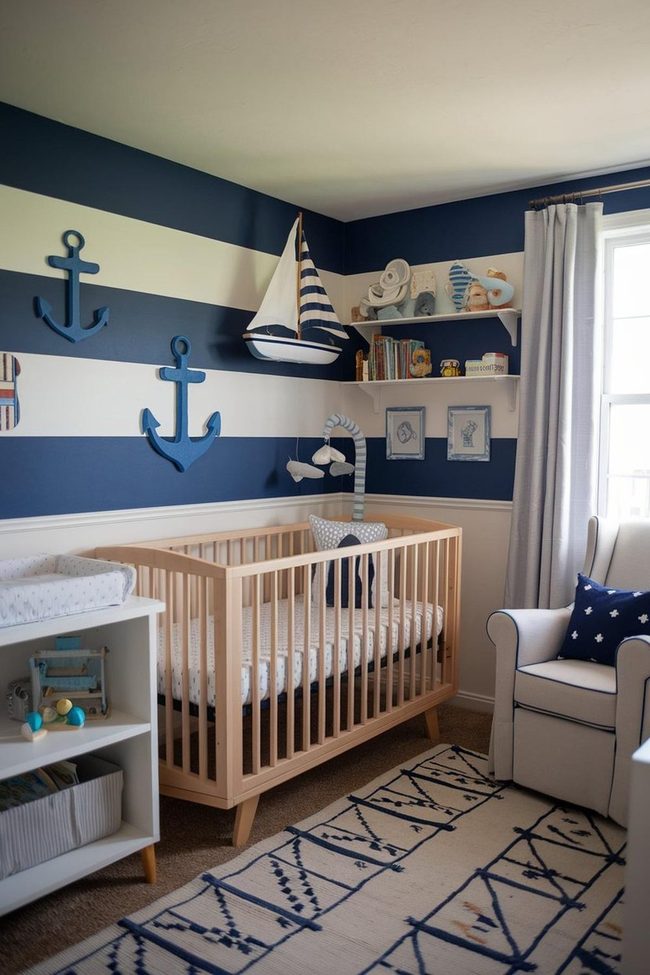 Navy Stripes Anchor Nursery