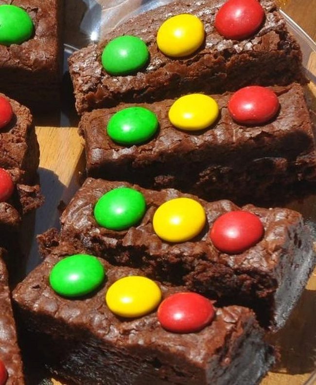 Chocolate Brownies With Rainbow Candies