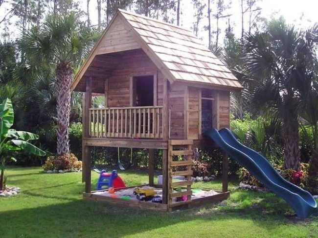 Bright Blue Slide Playhouse