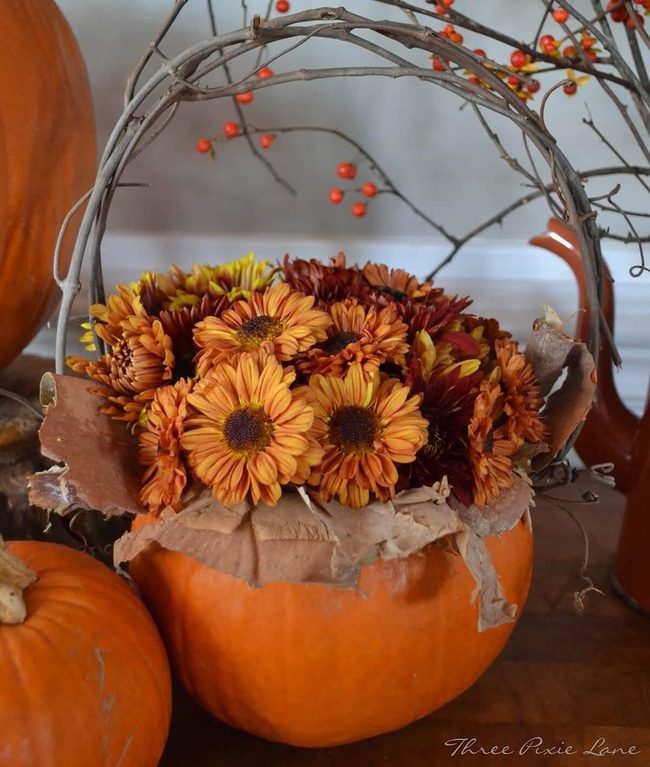 Orange Pumpkin, Twisted Vine Handles