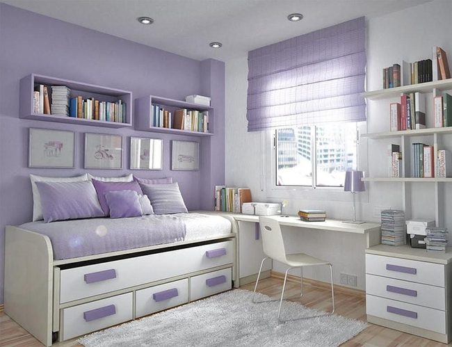 Purple Bedroom, White Daybed Sanctuary