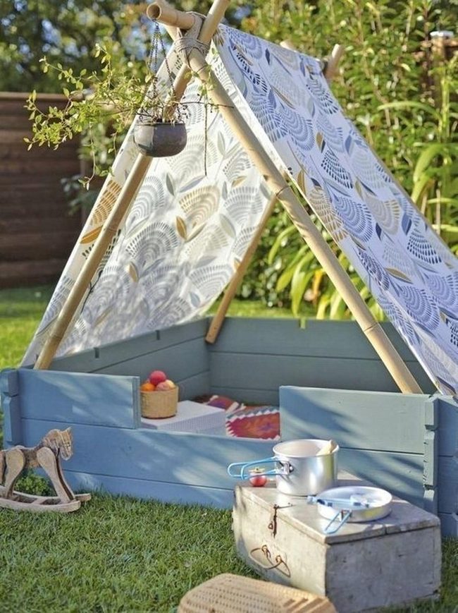 Blue Wooden Tent Playspace